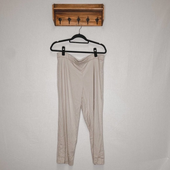 JM Collection | Stretchy‎ Comfy Cream Large pants - Picture 1 of 7